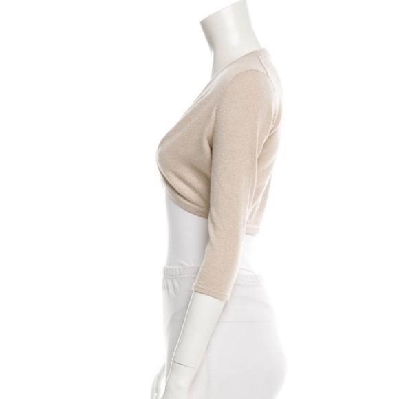 EUC Oscar de la Renta Cashmere/Silk/lurex Bolero Shrug - Picture 2 of 7